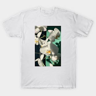 Colored orchids on a green background T-Shirt